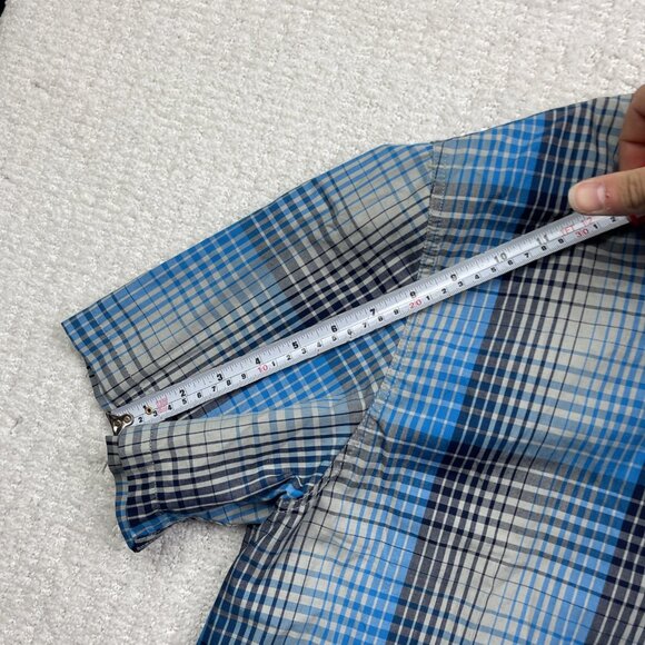 Y2K Oakley Blue Plaid Short Sleeve Button Down Shirt Mens 2XL Regular Fit - Picture 10 of 15